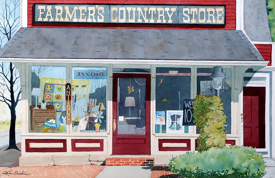Architecture Painting - The Farmers Country Store by Jim Gerkin