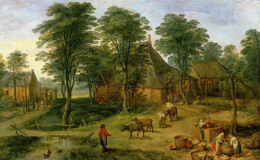 Tree Painting - The Farmyard by Jan the Younger Brueghel