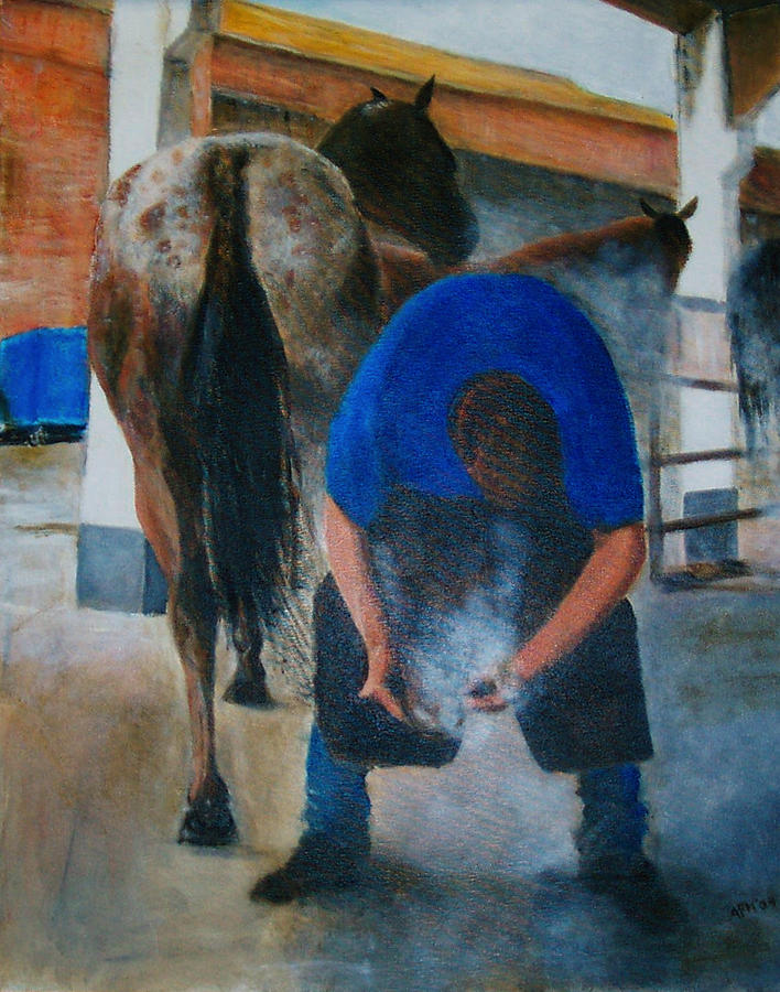 The Farrier Painting by Anne F Marshall