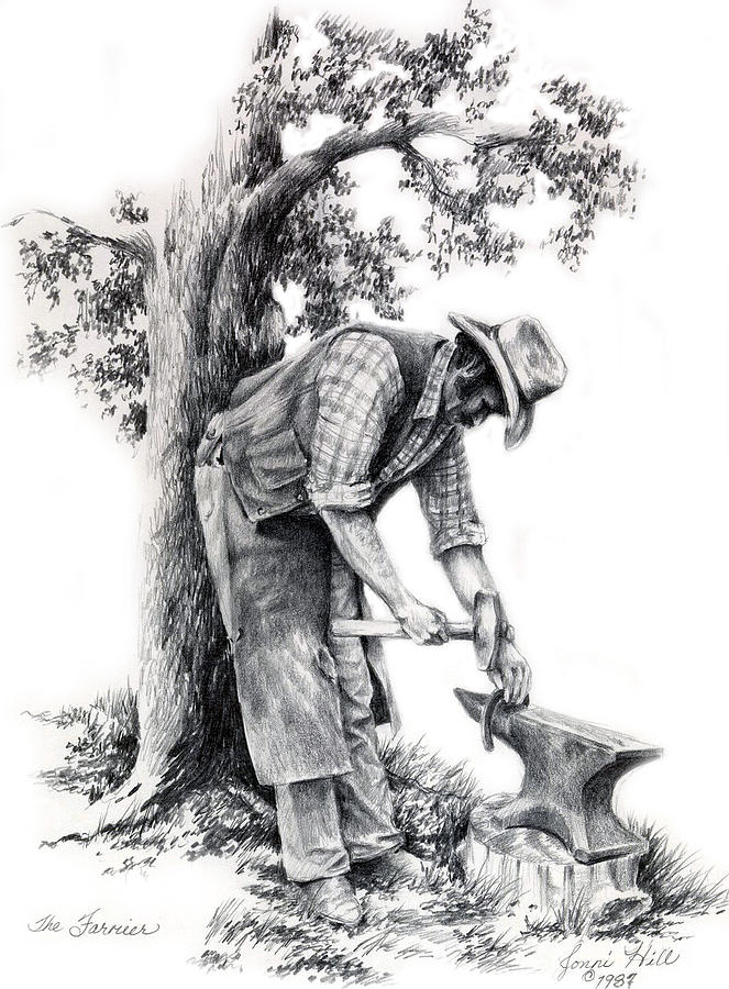 Horse Drawing - The Farrier by Jonni Hill