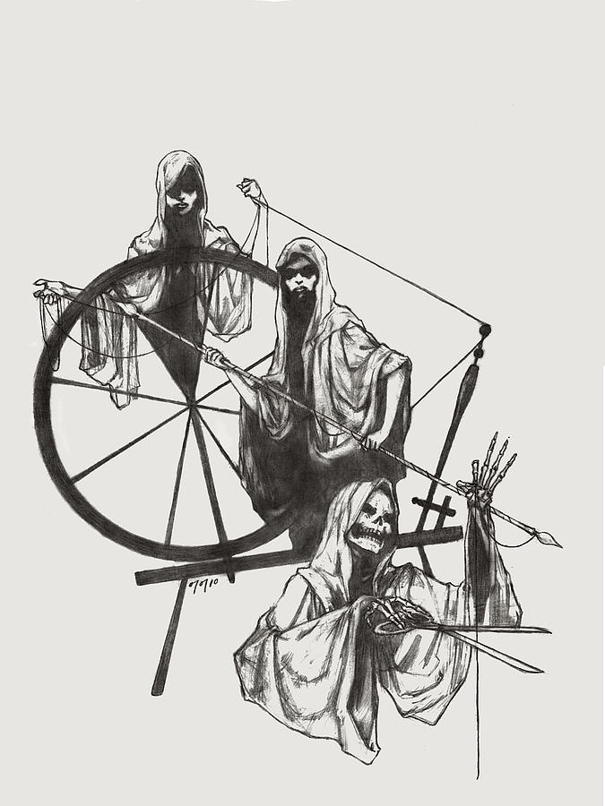 Fates Drawing - The Fates by Amiri Bennett