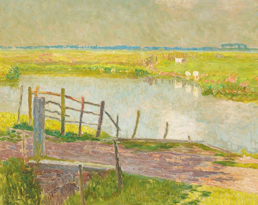 Spring Painting - The Fence May, The Lys, 1902 by Emile Claus