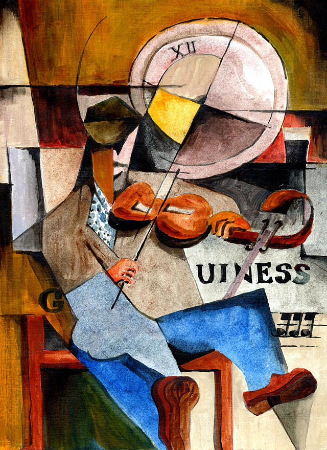 The Fidddle Player Painting by Val Byrne