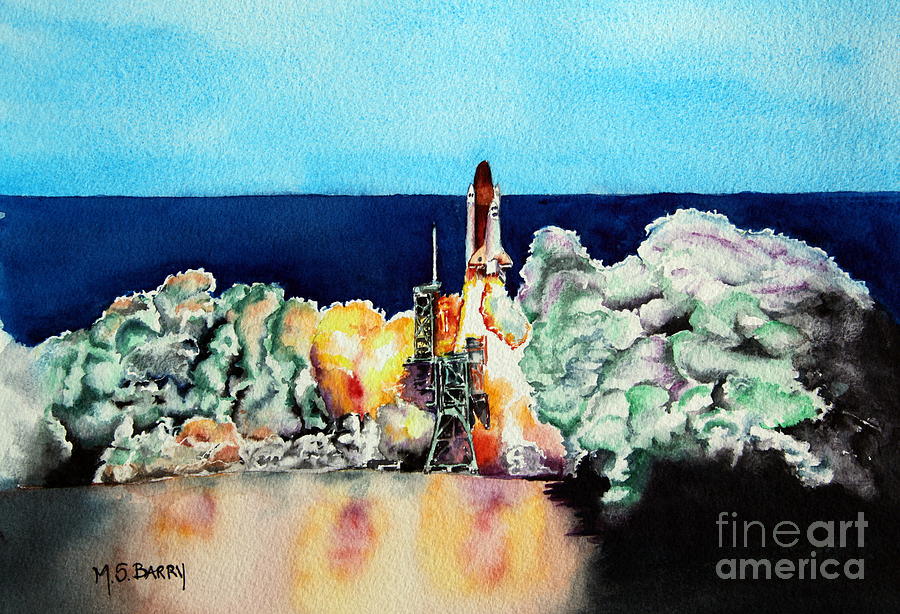 Space Shuttle Painting - The Final Countdown by Maria Barry