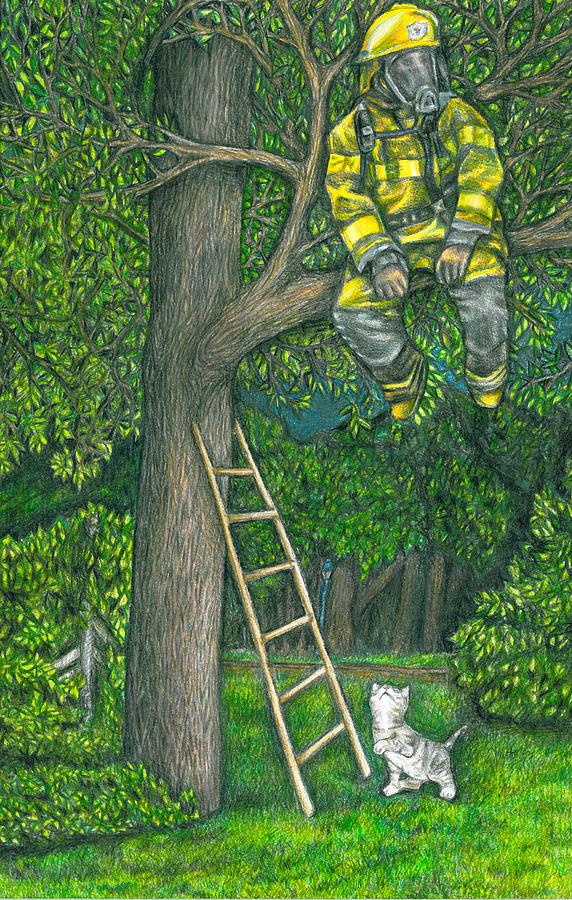 Tree Drawing - Firefighter by Amanda Paul
