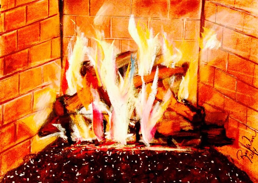 Fireplace Painting - The Firepit by Renee Michelle Wenker