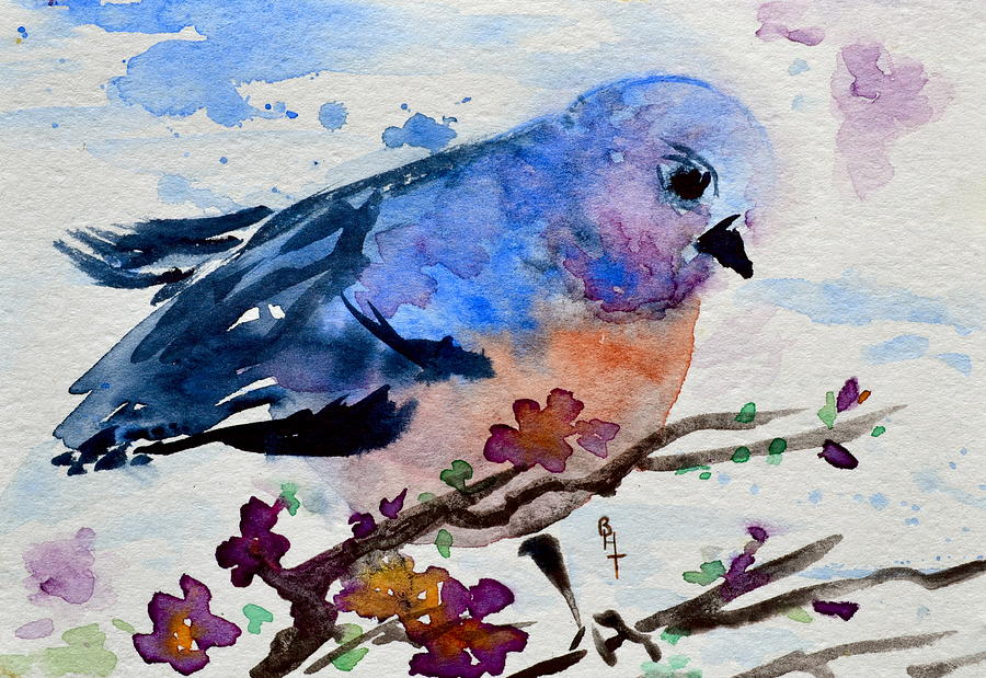 The First Bluebird Painting by Beverley Harper Tinsley