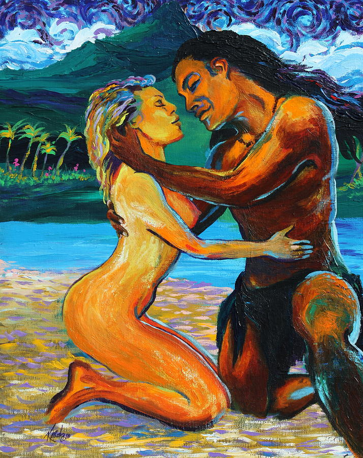 Nude Painting - The First Kiss by Karon Melillo DeVega