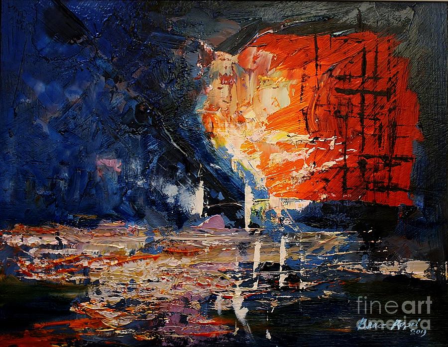 Abstract Painting - The First Light by Bruce Repei
