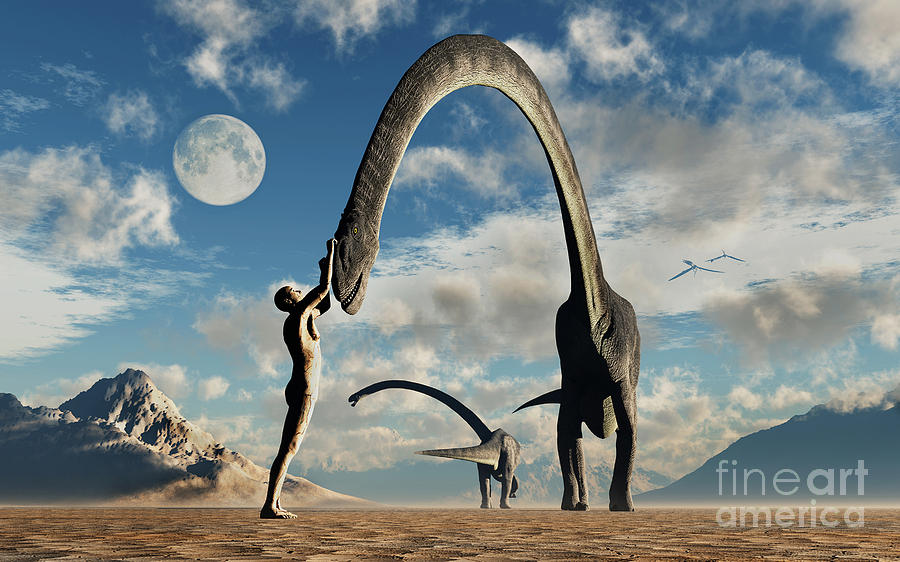 Dinosaur Digital Art - The First Man, Adam, Greeting by Mark Stevenson