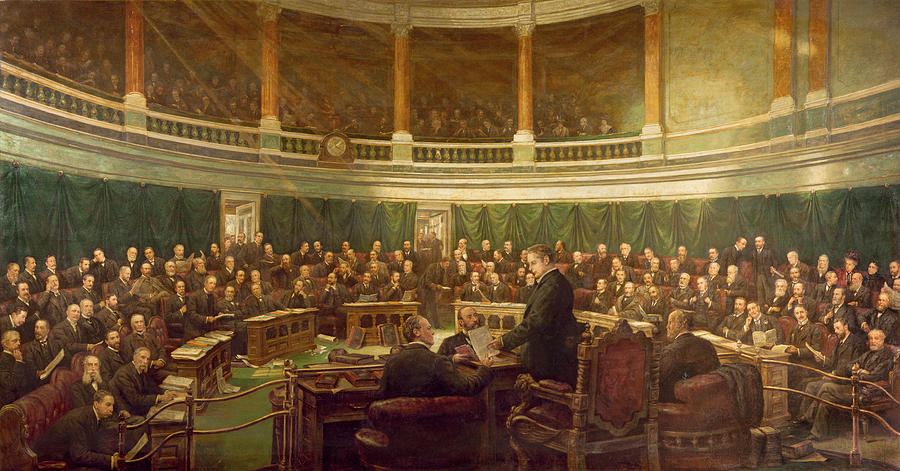 Politician Painting - The First Meeting Of The London County Council In The County Hall, Spring Gardens by Henry Jamyn Brooks