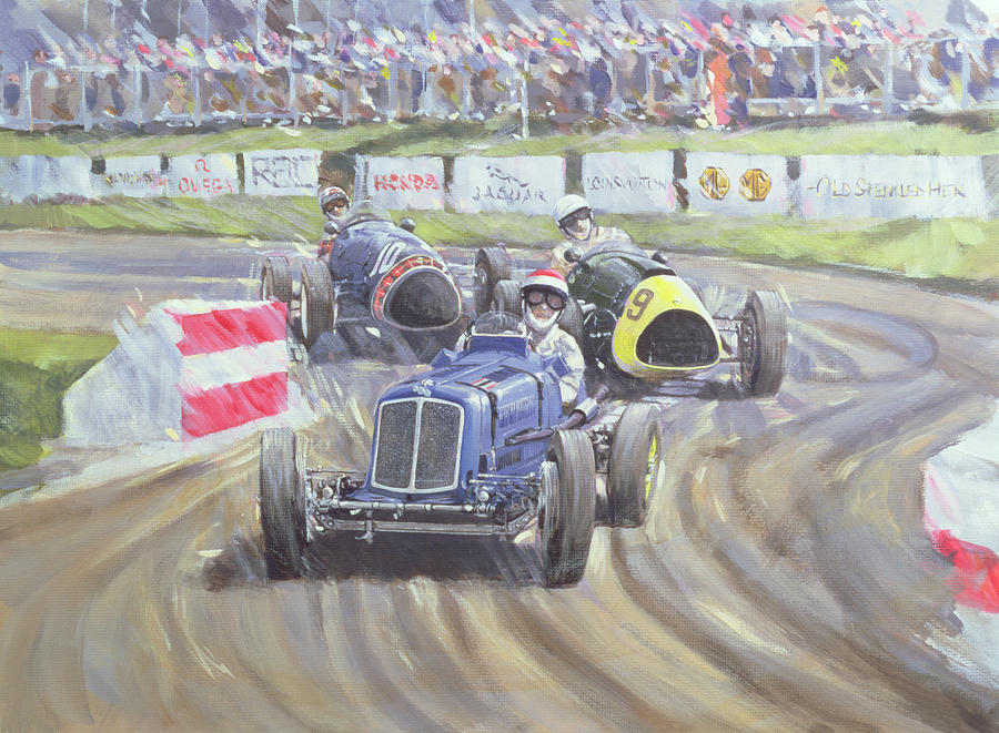 The First Race At The Goodwood Revival Painting by Clive Metcalfe