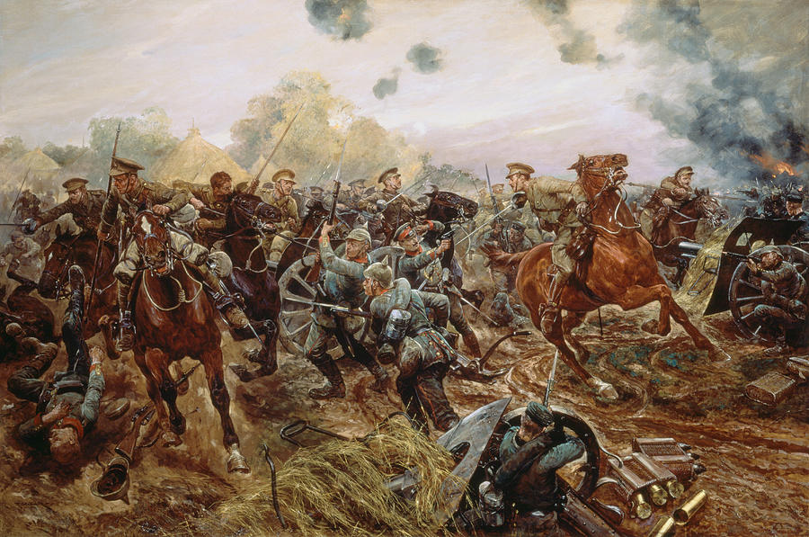 Horse Painting - The First Vc Of The European War, 1914 by Richard Caton II Woodville