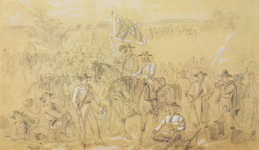 The First Virginia Cavalry at a Halt Drawing by Alfred R Waud