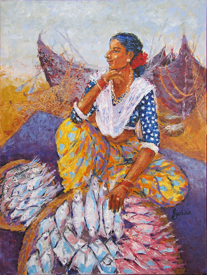 The Fisherwoman Painting by Jyotika Shroff