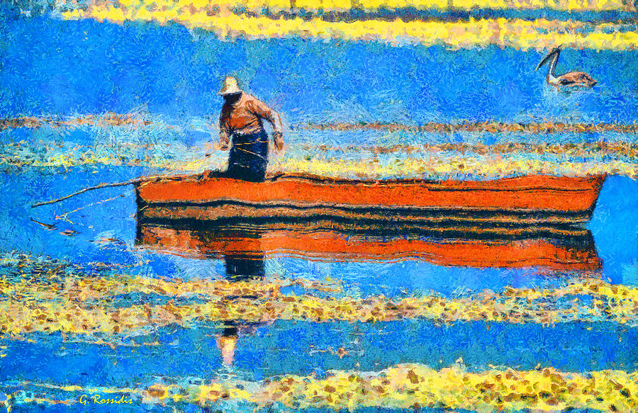Greek Painting - The fisherman by George Rossidis