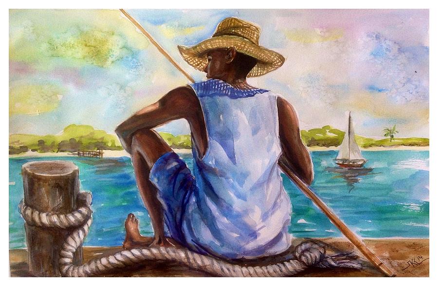 The fisherman Painting by Katerina Kovatcheva