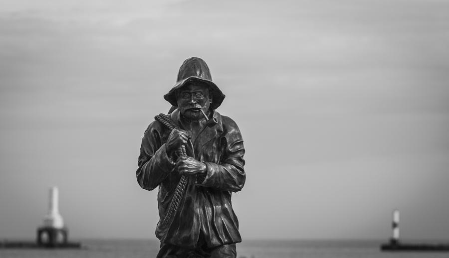 The Fisherman Statue in Black and White Photograph by Amber Kresge