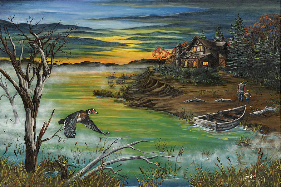 Landscape Painting - The Fishermans Protege by Jim Olheiser