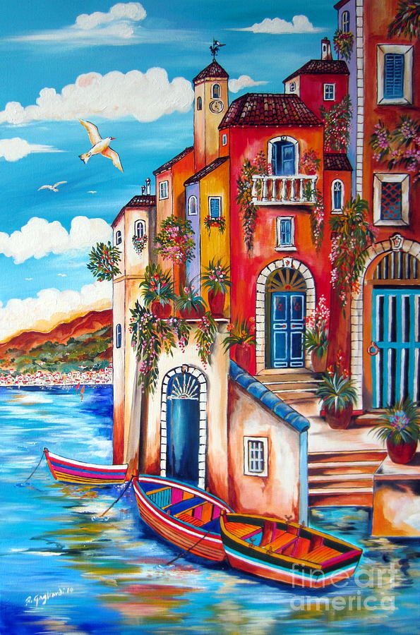 The Fishermen Villa by the Amalfi Coast Painting by Roberto Gagliardi