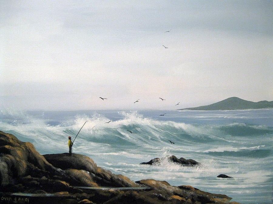 The Fishing Rock Painting by Cathal O malley