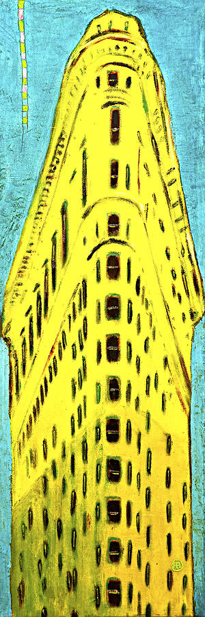 Landmark Painting - The flatiron building in yellow by Habib Ayat