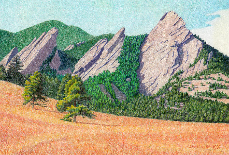 The Flatirons Colorado Drawing by Dan Miller