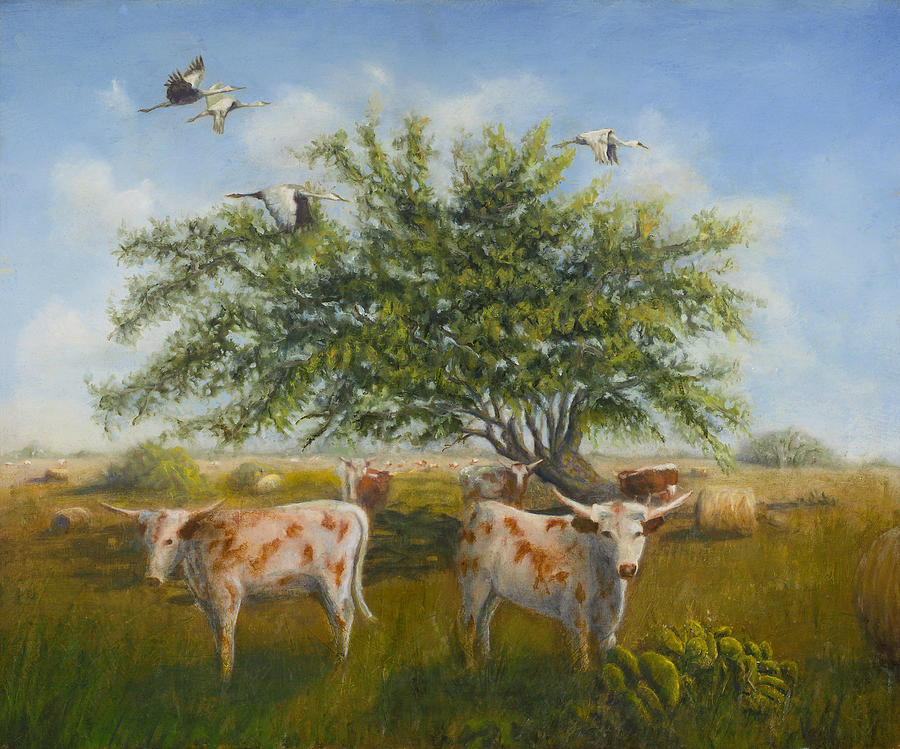 Cow Painting - The flatlanders by Cynthia Barrow