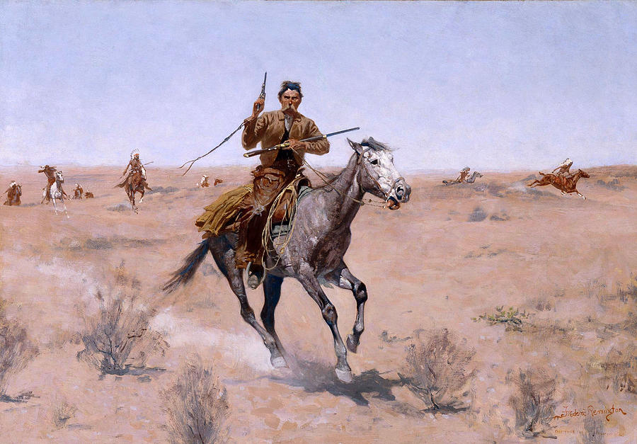 The Flight Painting by Frederic Remington