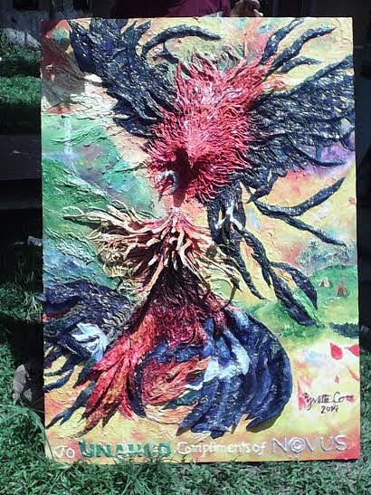 Rooster Painting - The Flight by Yvette Co