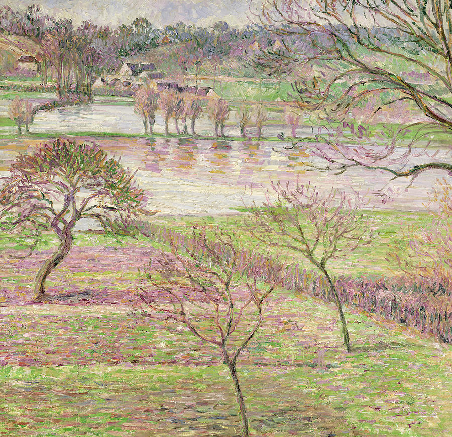 The Flood at Eragny Painting by Camille Pissarro