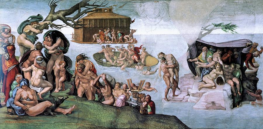 Michelangelo Painting - The Flood by Michelangelo Buonarroti