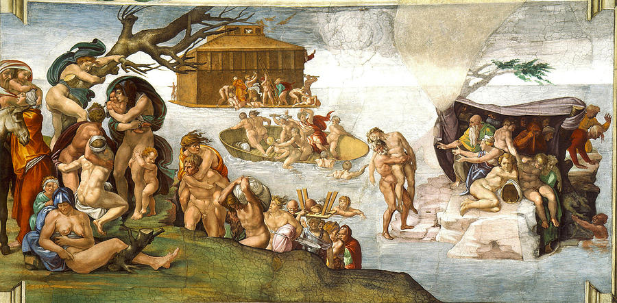 The Flood Painting by Michelangelo di Lodovico Buonarroti Simoni