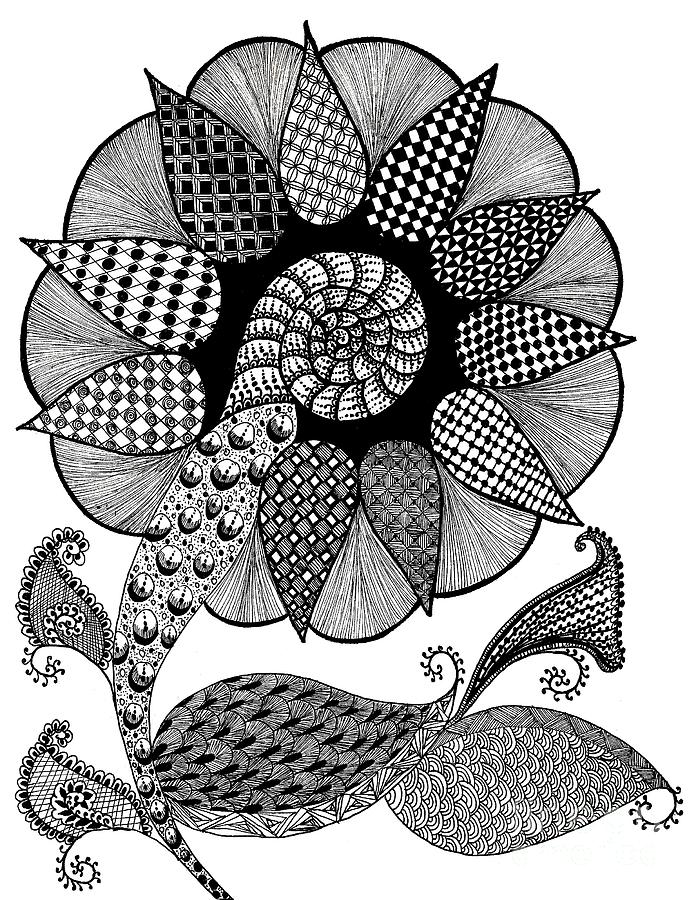 Black And White Drawing - The Flower by Bharti Gupta