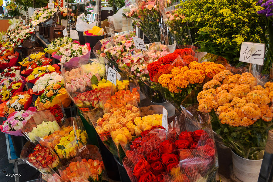 Vegetable Photograph - The Flower Market by Allen Sheffield