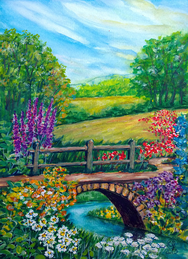 The Flowered Bridge Painting by Catherine Jeffrey - Fine Art America