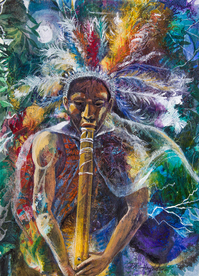 Music Painting - The Flute Player by Patricia Allingham Carlson