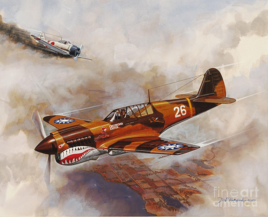 Aircraft Painting - The Flying Tigers by Dick Bobnick