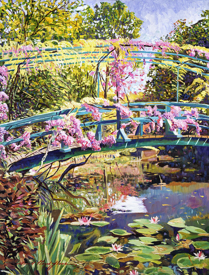 The Footbridge At Giverny Painting by David Lloyd Glover