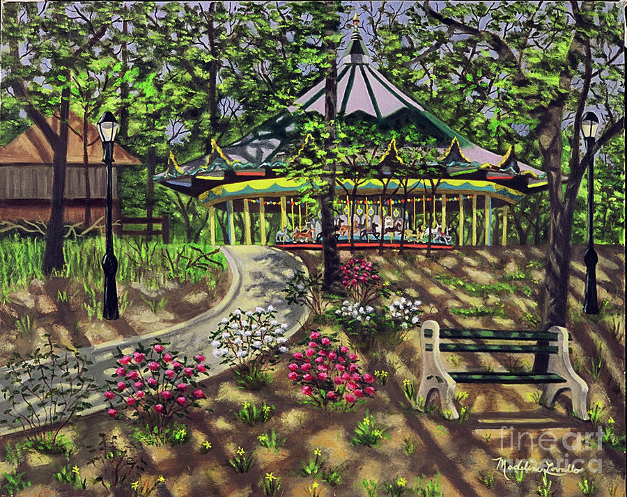 Carousel Painting - The Forest Park Carousel by Madeline  Lovallo