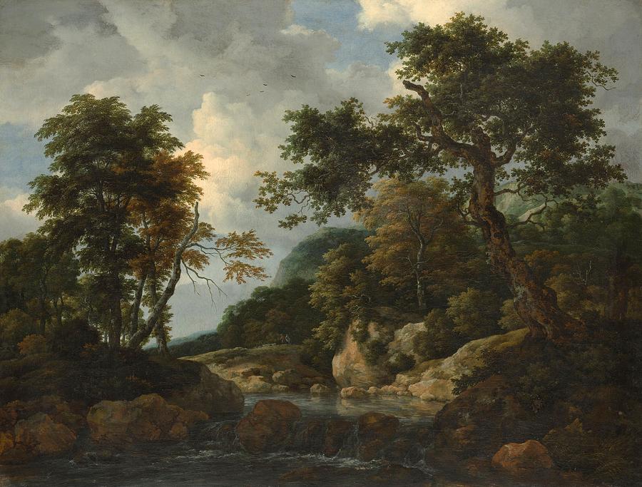 Landscape Painting - The Forest Stream by Jacob van Ruisdael