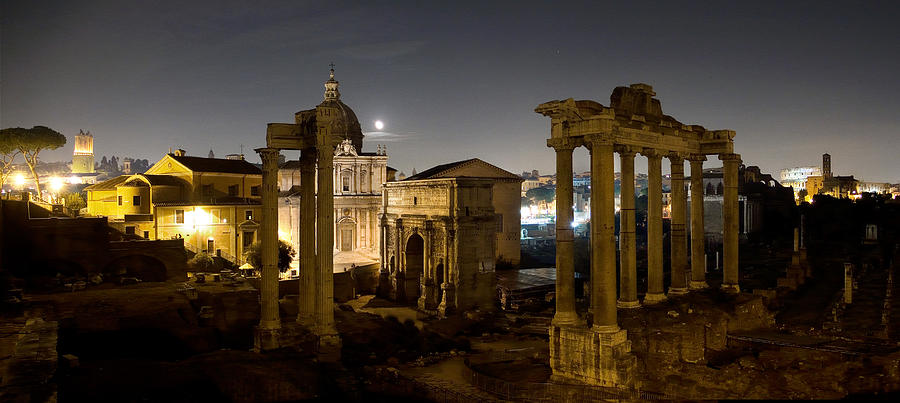 Forum Photograph - The Forum Temples at Night by Weston Westmoreland