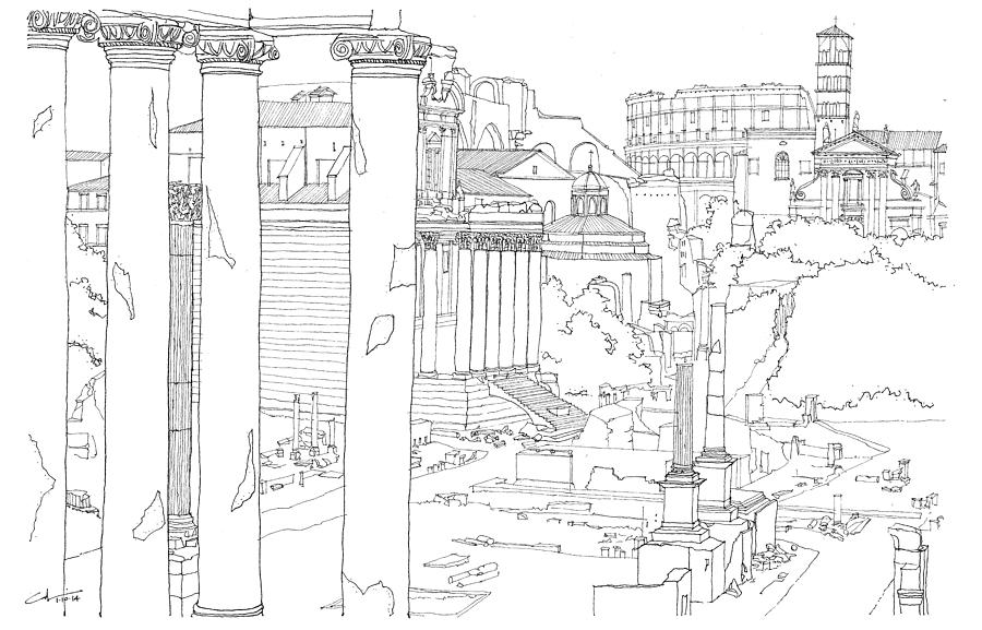 The Forum Drawing by Calvin Durham