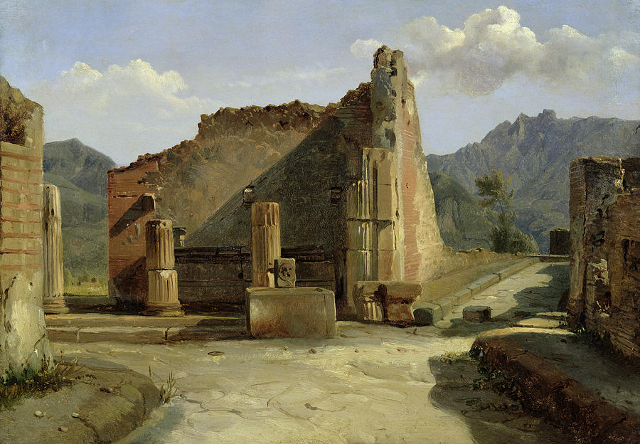 The Forum Of Pompeii Oil On Canvas Photograph by Achille Etna Michallon