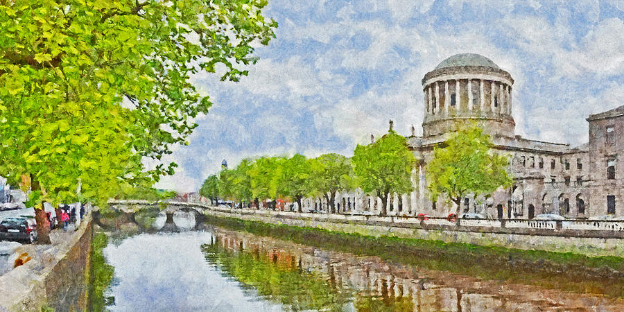 The Four Courts along the River Liffey in Dublin Digital Art by Digital Photographic Arts