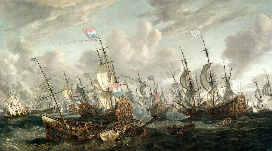 Boat Painting - The Four Days Battle, June 1666 by Abraham Storck