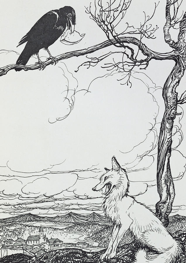 The Fox and The Crow Painting by Arthur Rackham