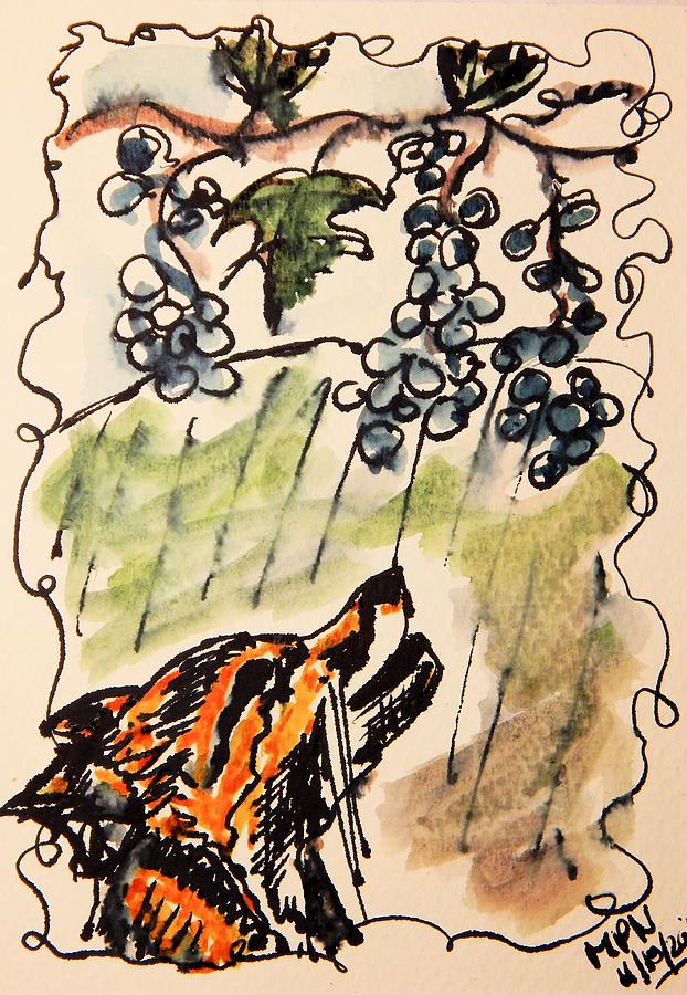 The Fox and the Grapes Drawing by Mimulux Patricia No