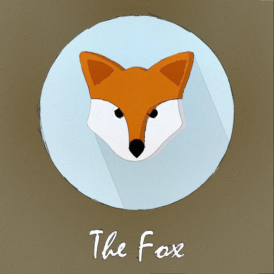 The Fox Cute Portrait Painting by Florian Rodarte