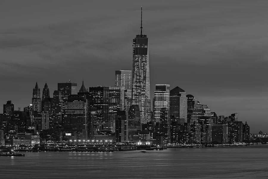 New York City Photograph - The Freedom Tower Dominates The Skyline BW by Susan Candelario